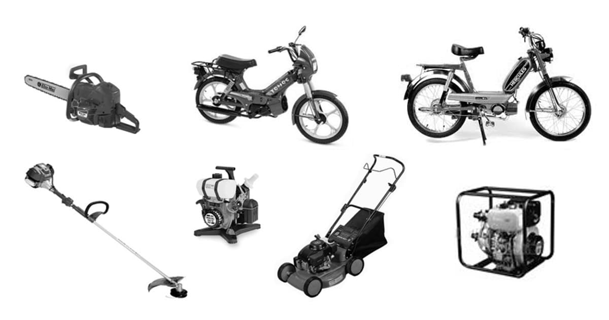 Motori e attrezzature a scoppio: motosega, tagliaerba, decespugliatore, pompe, generatori e ciclomotori